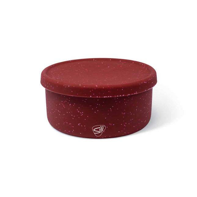 30 oz lidded bowl - red speckle