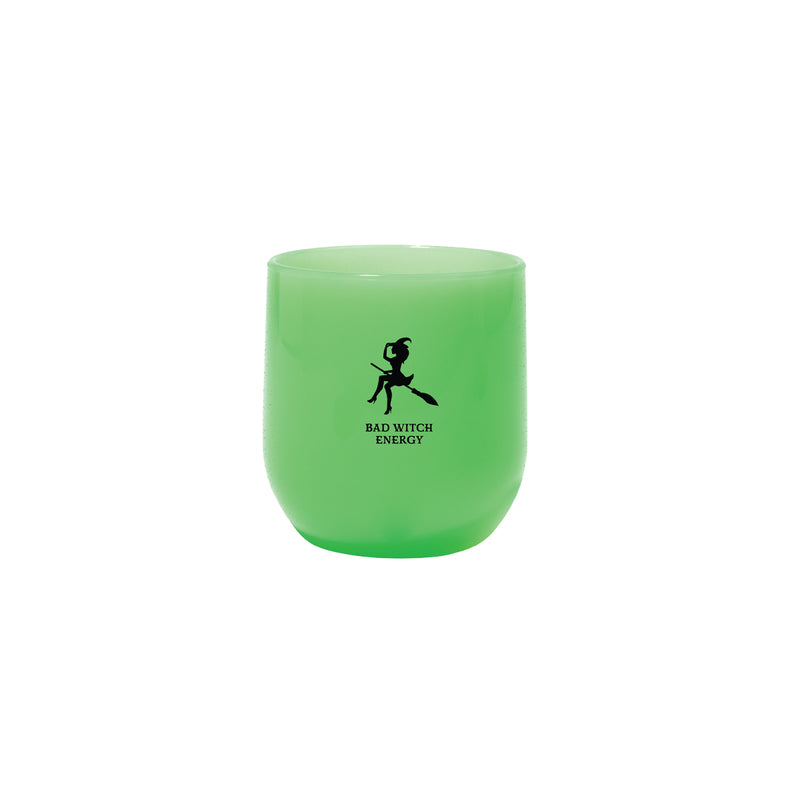 12 oz wine cup with Bad Witch Energy - Glow Green