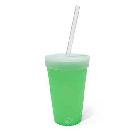 Silipint Silicone 16 oz Glow In The Dark Straw Tumbler