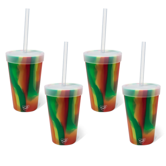Silipint Silicone 16 oz Straw Tumbler Pack of 4