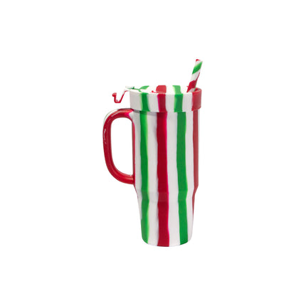 Candy Cane Collection - 32 oz Humbler (Handled Straw Tumbler) - Poinsettia
