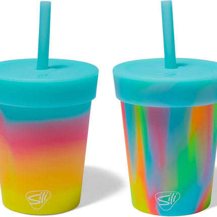 Silipint Silicone 8 oz Kids Straw Tumbler Pack of 2