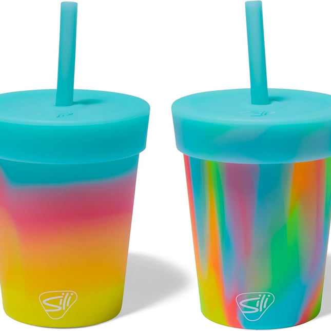 Silipint Silicone 8 oz Kids Straw Tumbler Pack of 2