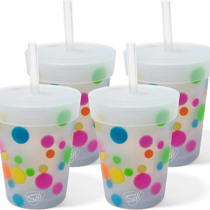 Silipint Silicone 8 oz Kids Straw Tumbler Pack of 4