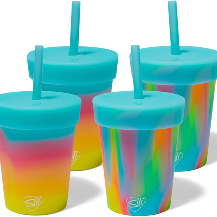 Silipint Silicone 8 oz Kids Straw Tumbler Pack of 4