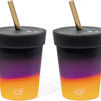 Silipint Silicone 8 oz Kids Straw Tumbler Pack of 2