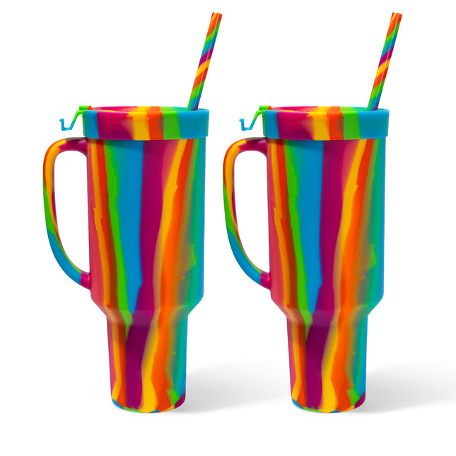 Silipint Silicone 64 oz WTFumbler (Handled Straw Tumbler) Pack of 2