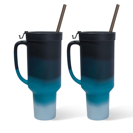 Silipint Silicone 64 oz WTFumbler (Handled Straw Tumbler) Pack of 2