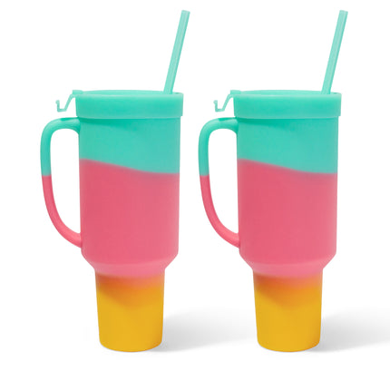 Silipint Silicone 64 oz WTFumbler (Handled Straw Tumbler) Pack of 2