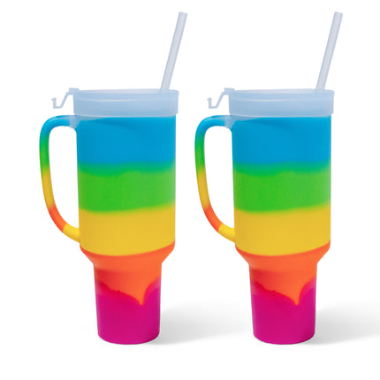 Silipint Silicone 64 oz WTFumbler (Handled Straw Tumbler) Pack of 2