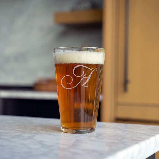 Silipint Silicone 16 oz Crystal Clear Pint Glass – Monogram (A–T)