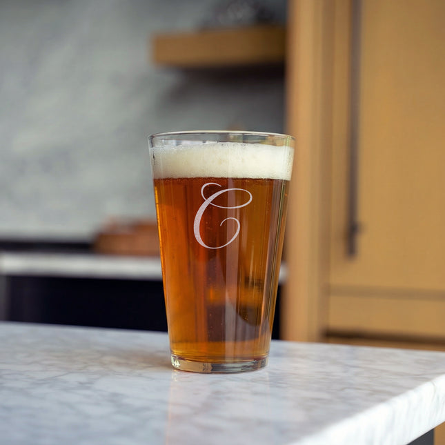 Silipint Silicone 16 oz Crystal Clear Pint Glass – Monogram (A–Z)