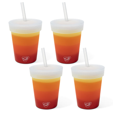 Silipint Silicone 8 oz Kids Straw Tumbler Pack of 4