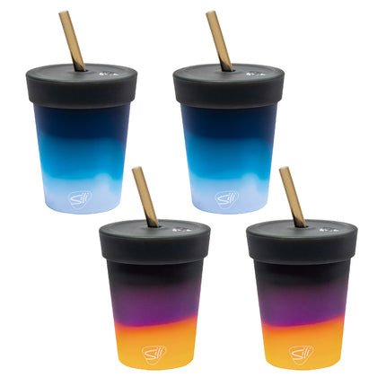 Silipint Silicone 8 oz Kids Straw Tumbler Pack of 4