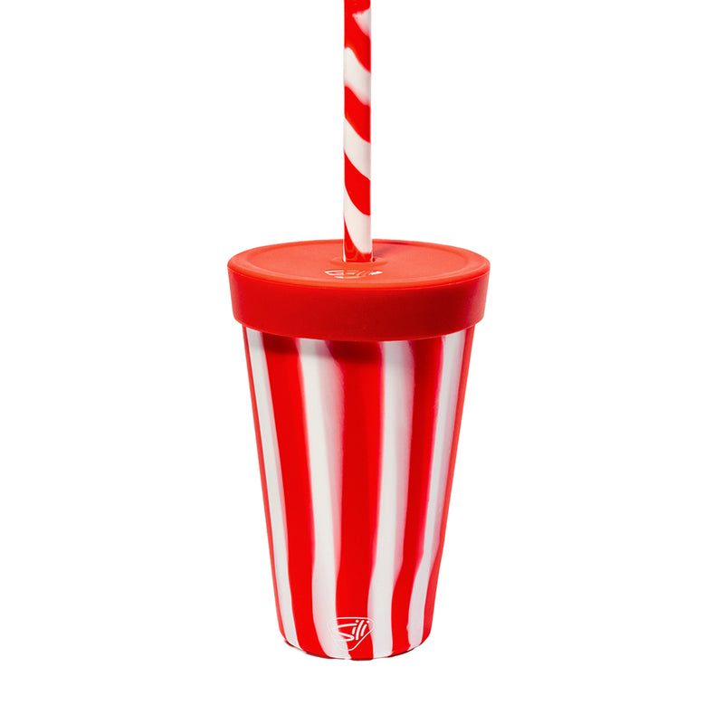 16 oz candy cane straw tumbler - peppermint