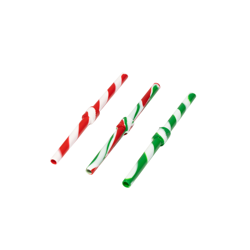Candy Cane Collection Stopper Straw 3-Pack fits 8 oz cups