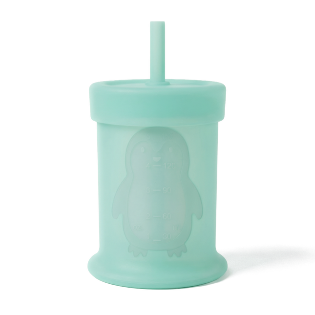 Silipint Silicone 5 oz Penguin Training Cup with Straw Lid