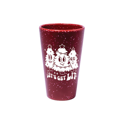 "Let's Get Lit" 16 oz Pint Glass - Red Speckle