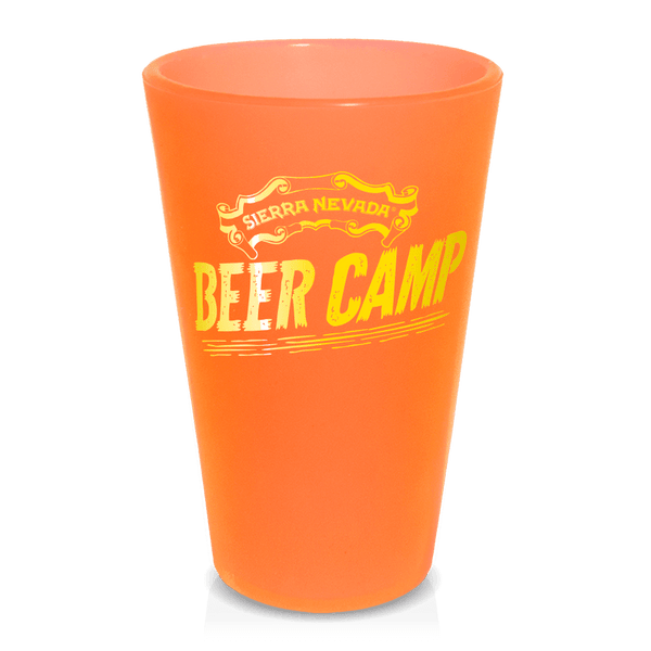 Orange pint cup with a Sierra Nevada Beer Camp logo