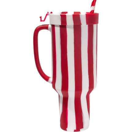 Candy Cane Collection - 64 oz WTFumbler (Handled Straw Tumbler) - Peppermint