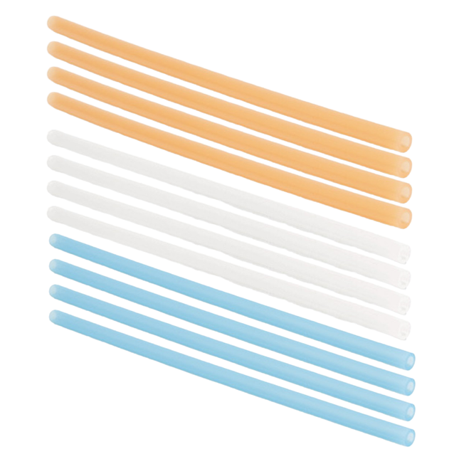 12 Pack Short Straws - Frosted White, Bend Blue, Tough Tangerine