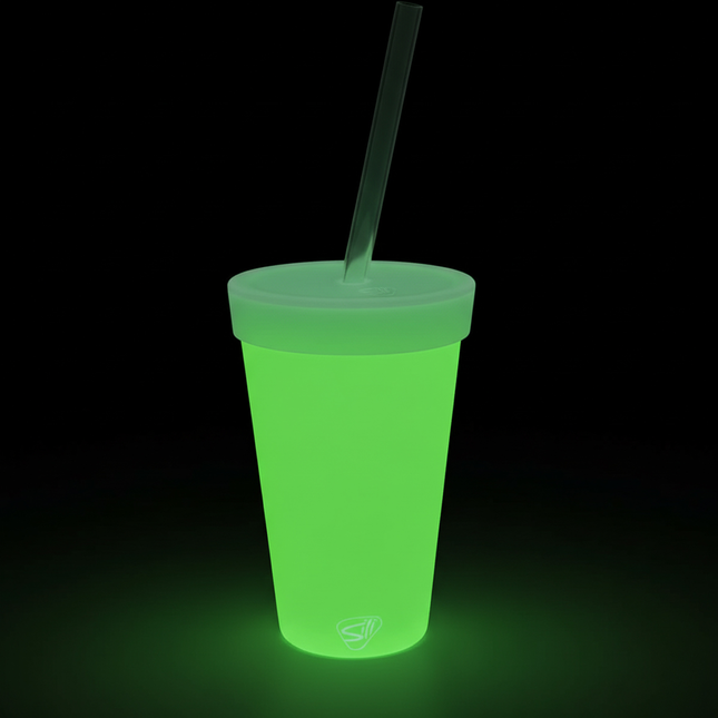 Silipint Silicone 16 oz Glow In The Dark Straw Tumbler