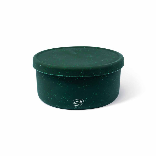 30 oz lidded bowl - green speckle