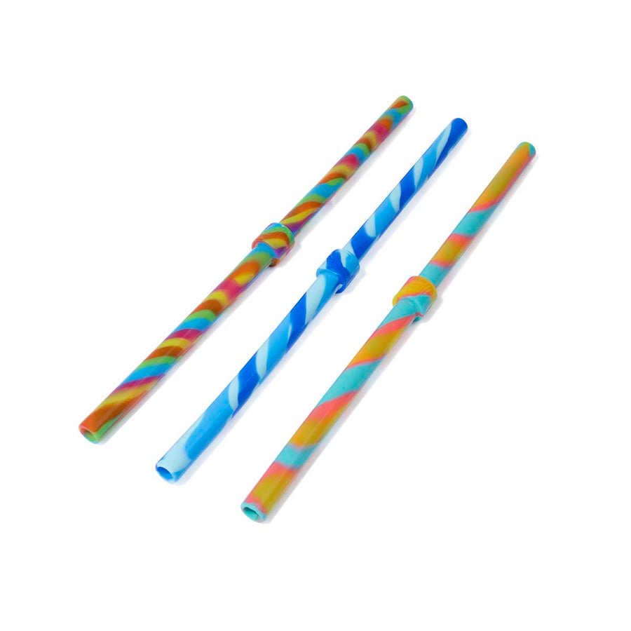 Silipint Silicone Sili-Straws - Long - 3 Pack - Icicle/Orange/Aqua