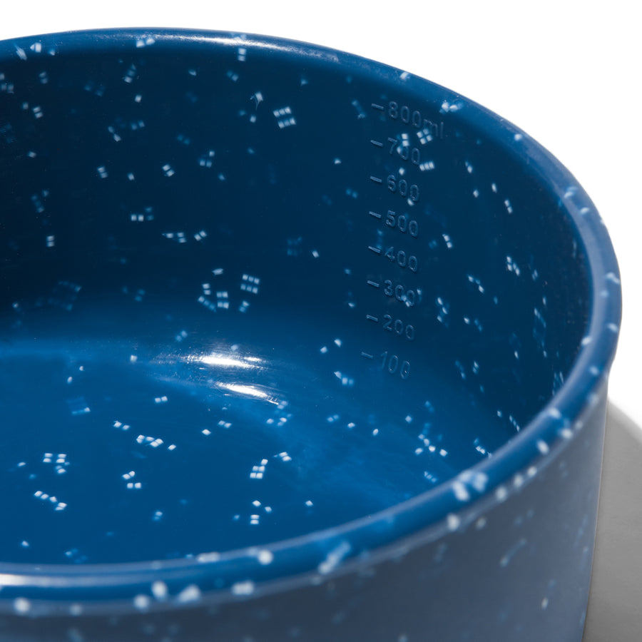 30 oz lidded bowl - blue speckle  - top of bowl